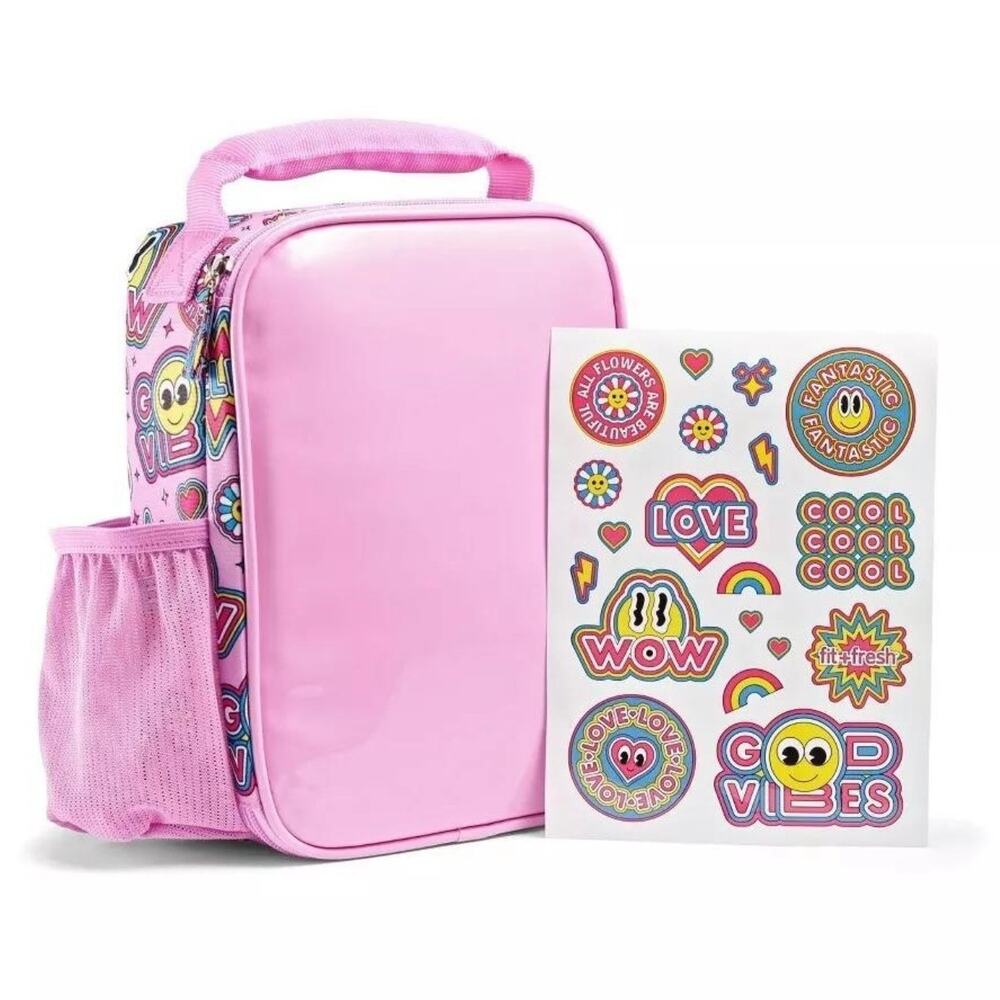 Fit & Fresh DIY Hayden Lunch Bag Insulated Sticker Edition - Pink Size 7x10x3